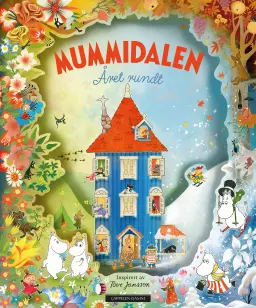 koveret på boken Mummidalen året rundt, som har et bilde av et høyt hus
